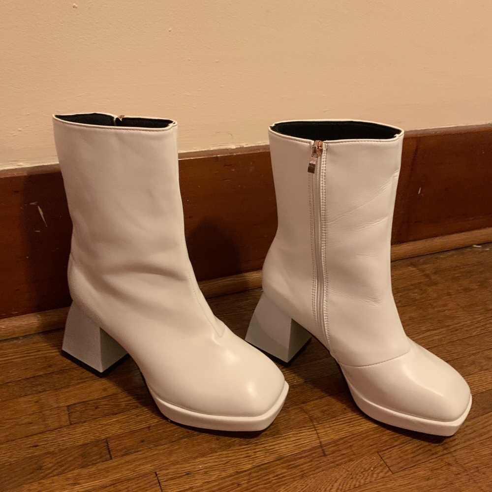white go go platform boots